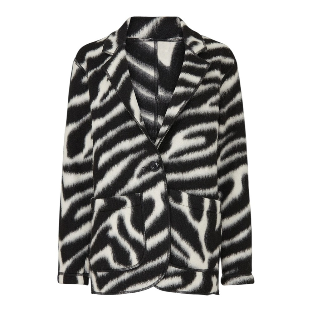 Fifteen Twenty Zebra Pattern Blazer in Black and White